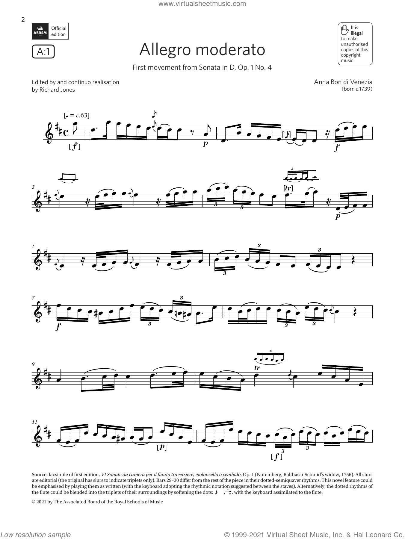 Allegro moderato (from Sonata in D) (Grade 7 List A1 from the ABRSM Flute syllabus from 2022)