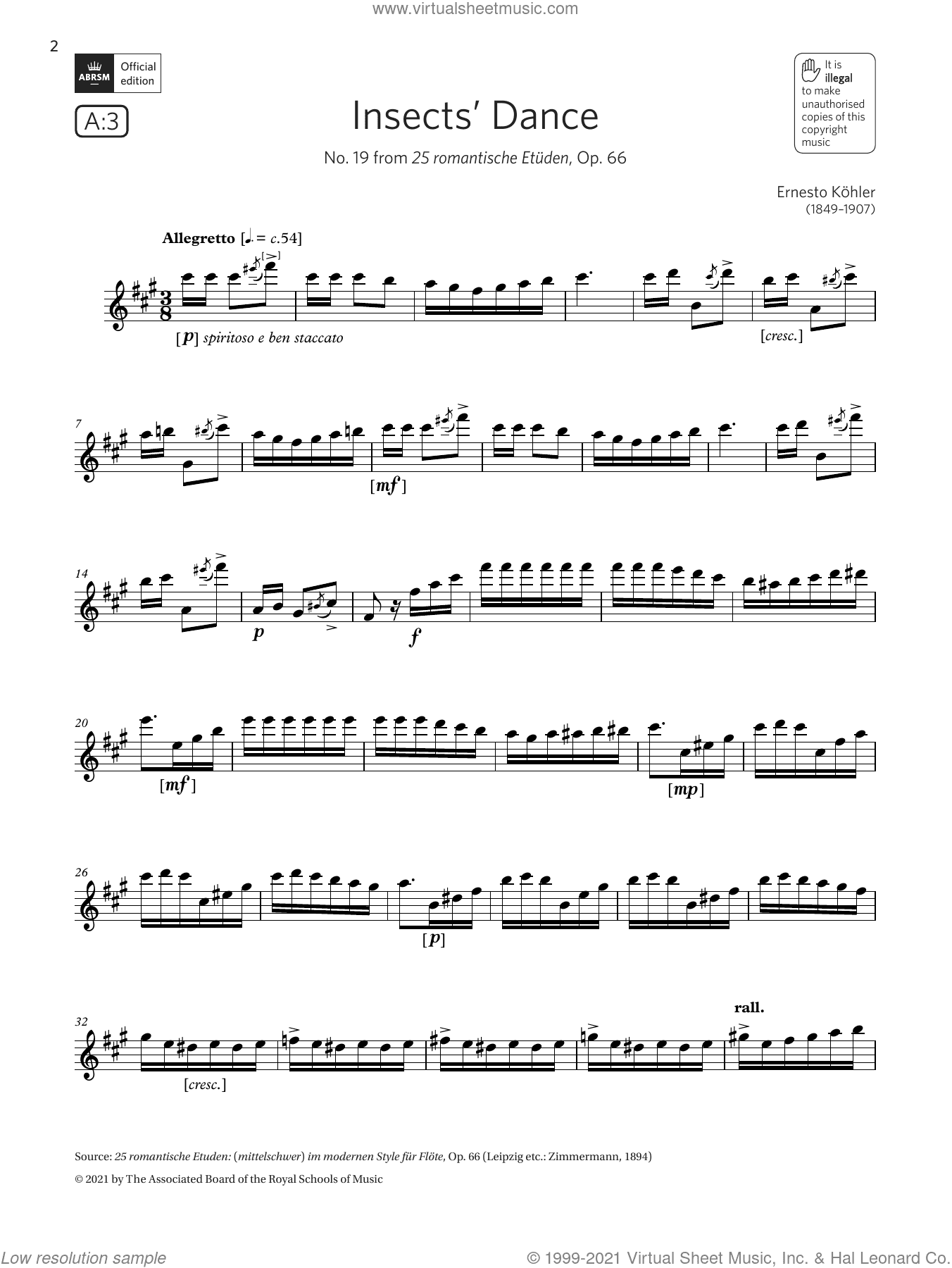 Insects' Dance (from 25 romantische Etuden) (Grade 7 A3 from the ABRSM Flute syllabus from 2022)