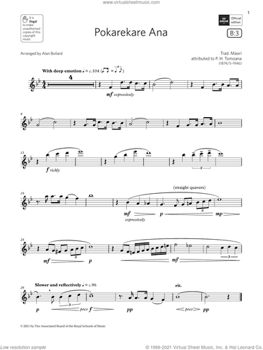 Pokarekare Ana  (Grade 3 List B3 from the ABRSM Flute syllabus from 2022)