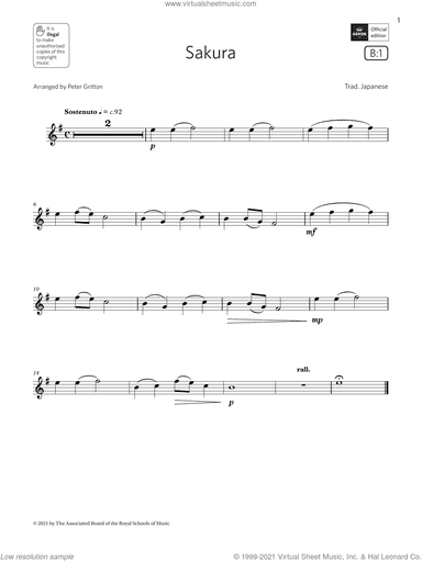 Sakura (Grade 1 List B1 from the ABRSM Flute syllabus from 2022)
