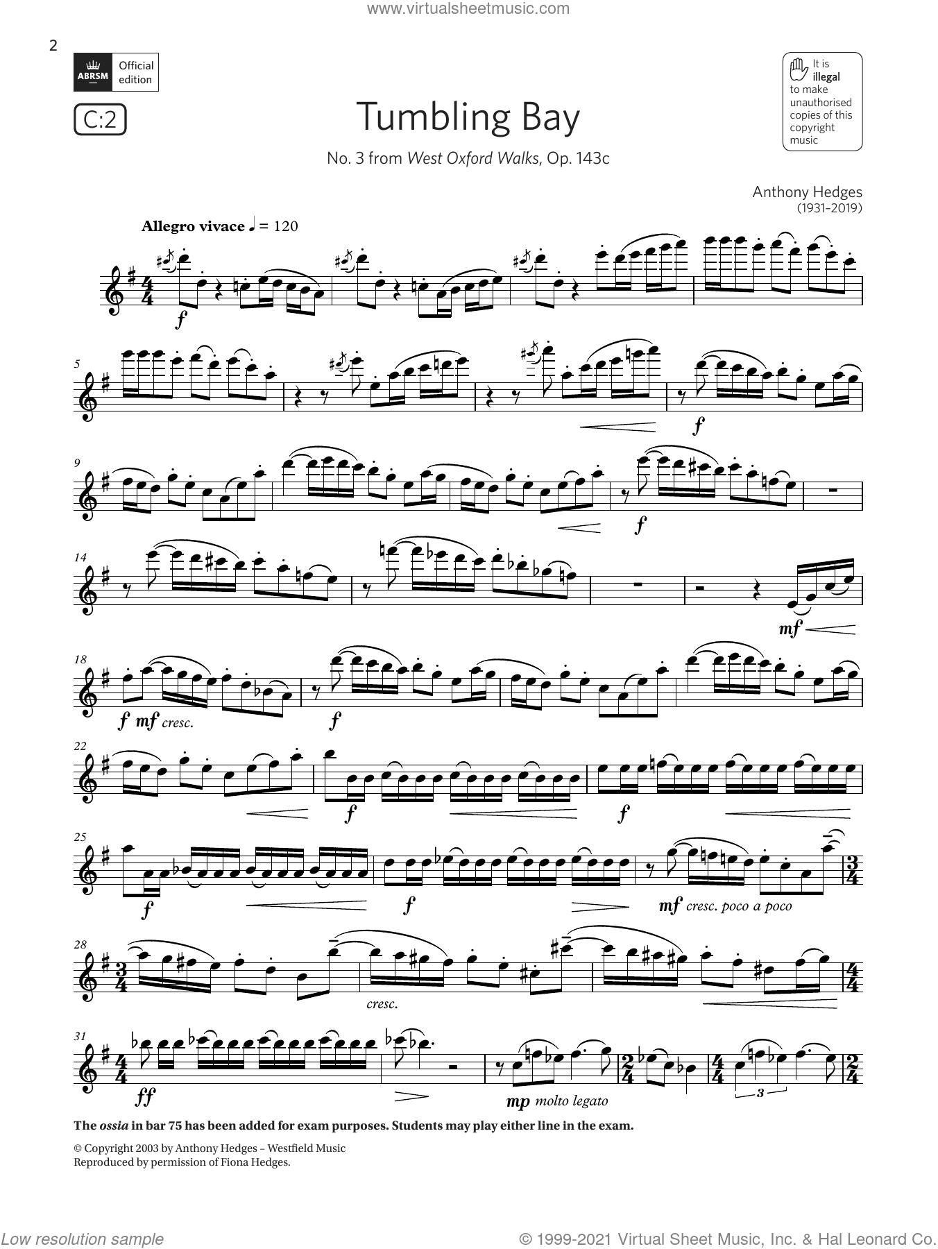 Tumbling Bay (from West Oxford Walks) (Grade 7 List C2 from the ABRSM Flute syllabus from 2022)