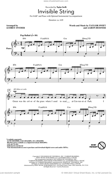 invisible string (arr. Audrey Snyder)