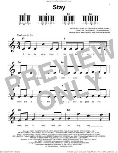 Stay (feat. Justin Bieber), (beginner) (feat. Justin Bieber)