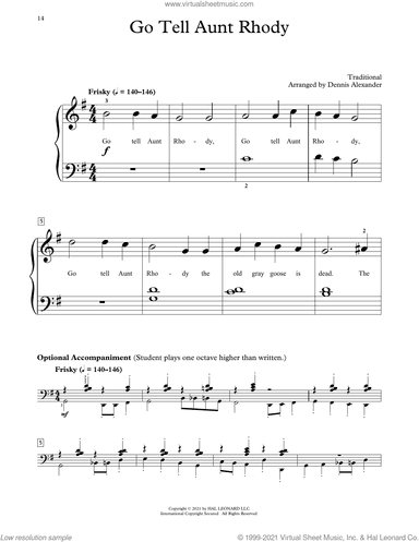 Go Tell Aunt Rhody (arr. Dennis Alexander)