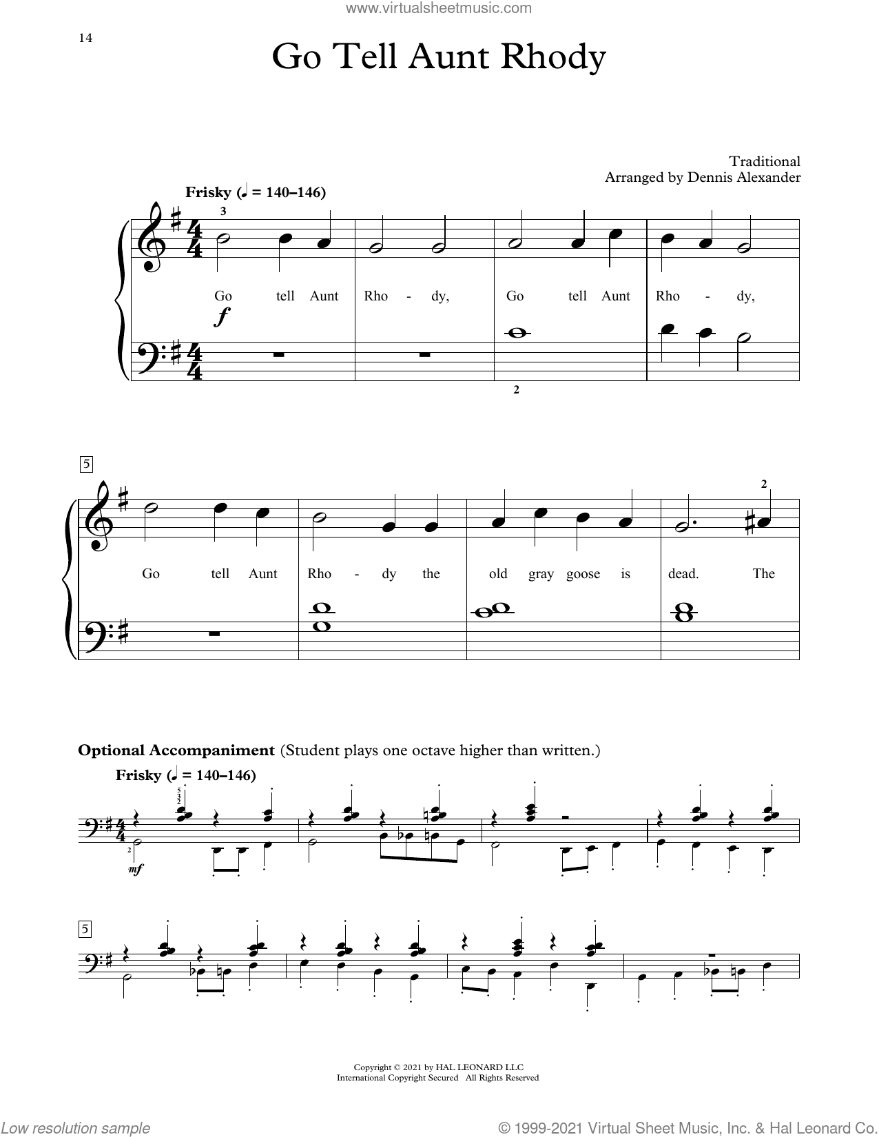 Go Tell Aunt Rhody (arr. Dennis Alexander)