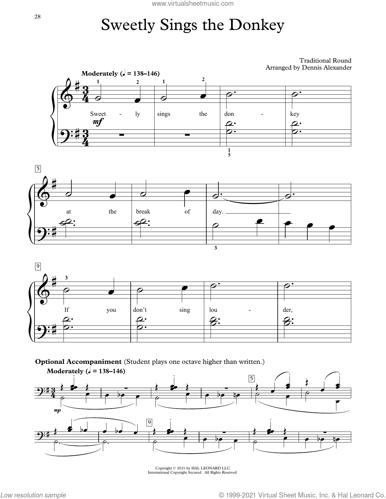 Sweetly Sings The Donkey (arr. Dennis Alexander)