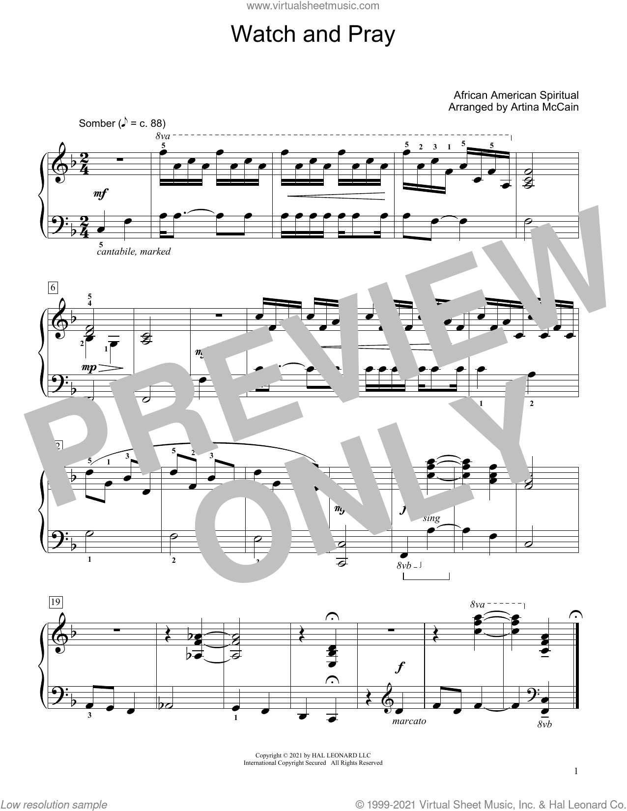 Watch And Pray (arr. Artina McCain)