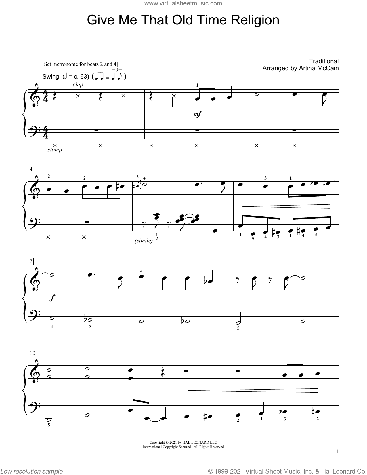 Give Me That Old Time Religion (arr. Artina McCain)