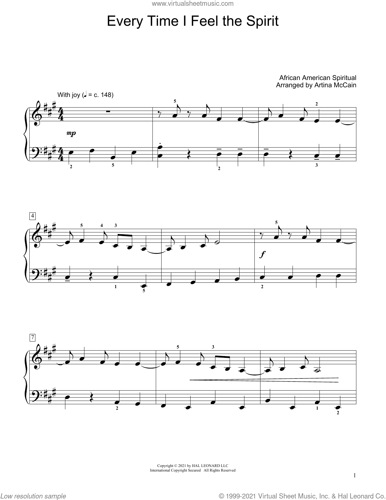 Every Time I Feel The Spirit (arr. Artina McCain)