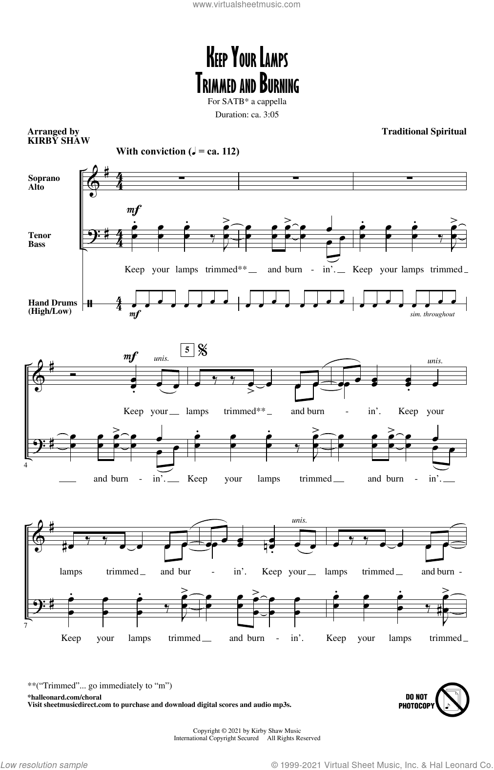 Keep Your Lamps Trimmed And Burning (arr. Kirby Shaw)