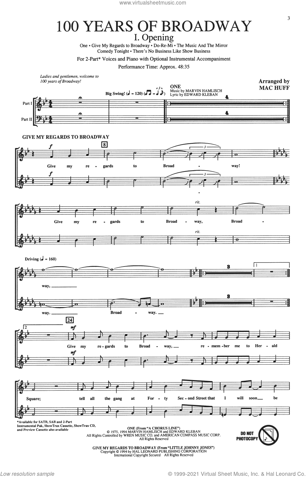 100 Years of Broadway (Medley) (Singer's Edition)