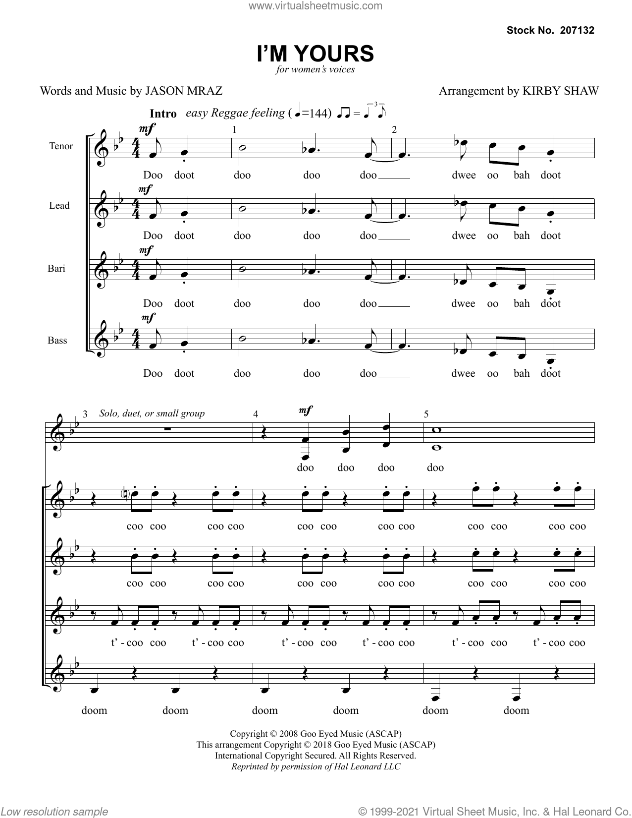 I'm Yours (arr. Kirby Shaw)