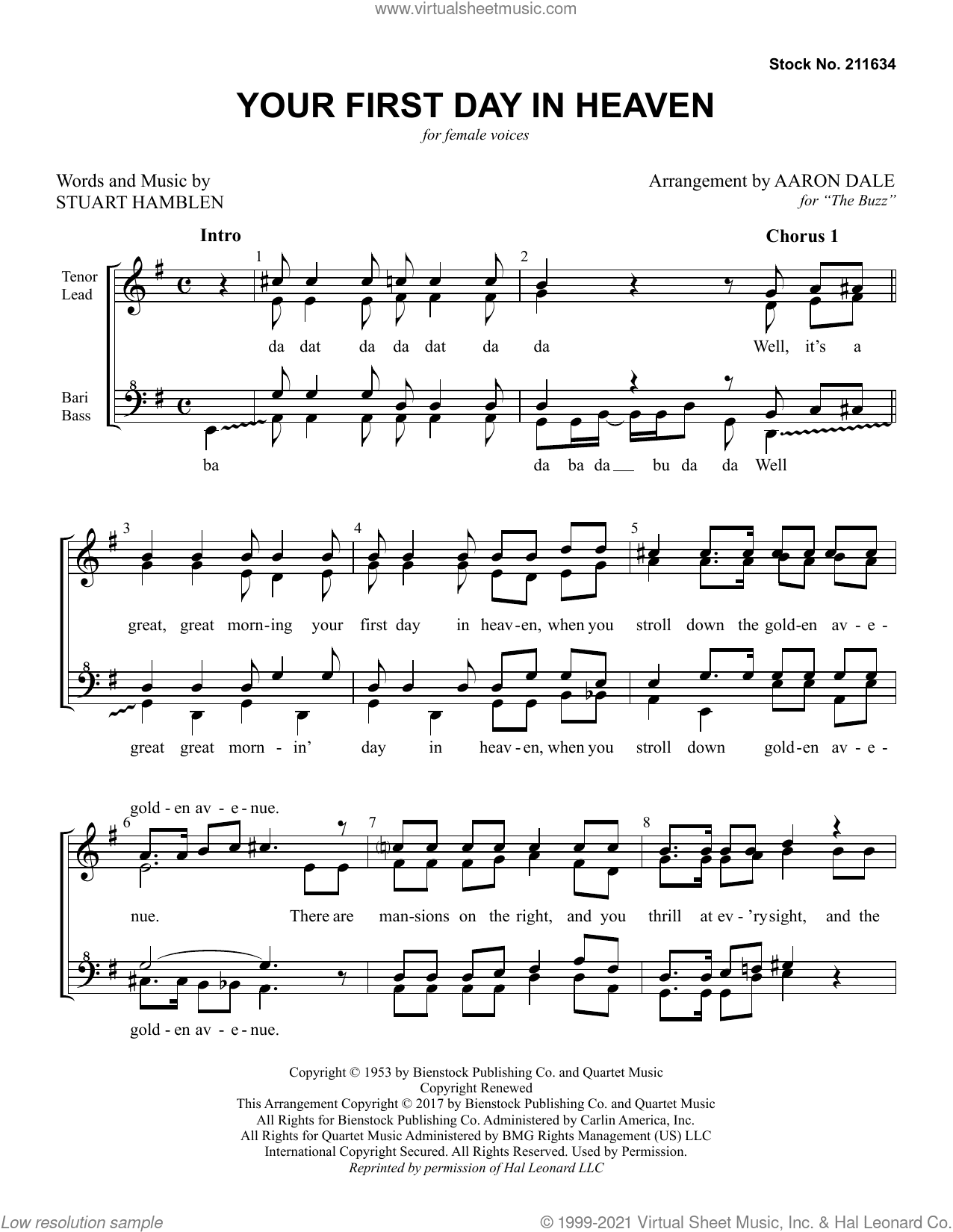 Your First Day in Heaven (arr. Aaron Dale)