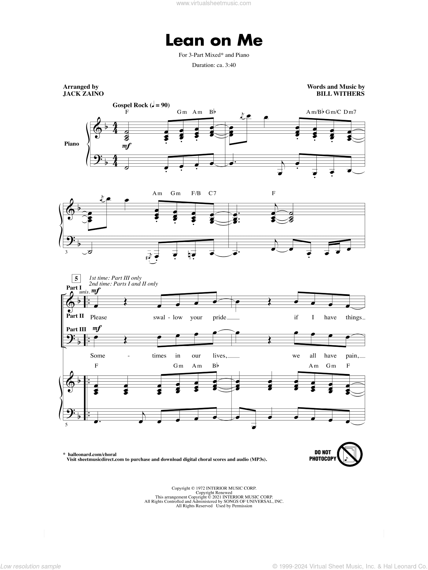 Lean On Me (arr. Jack Zaino)