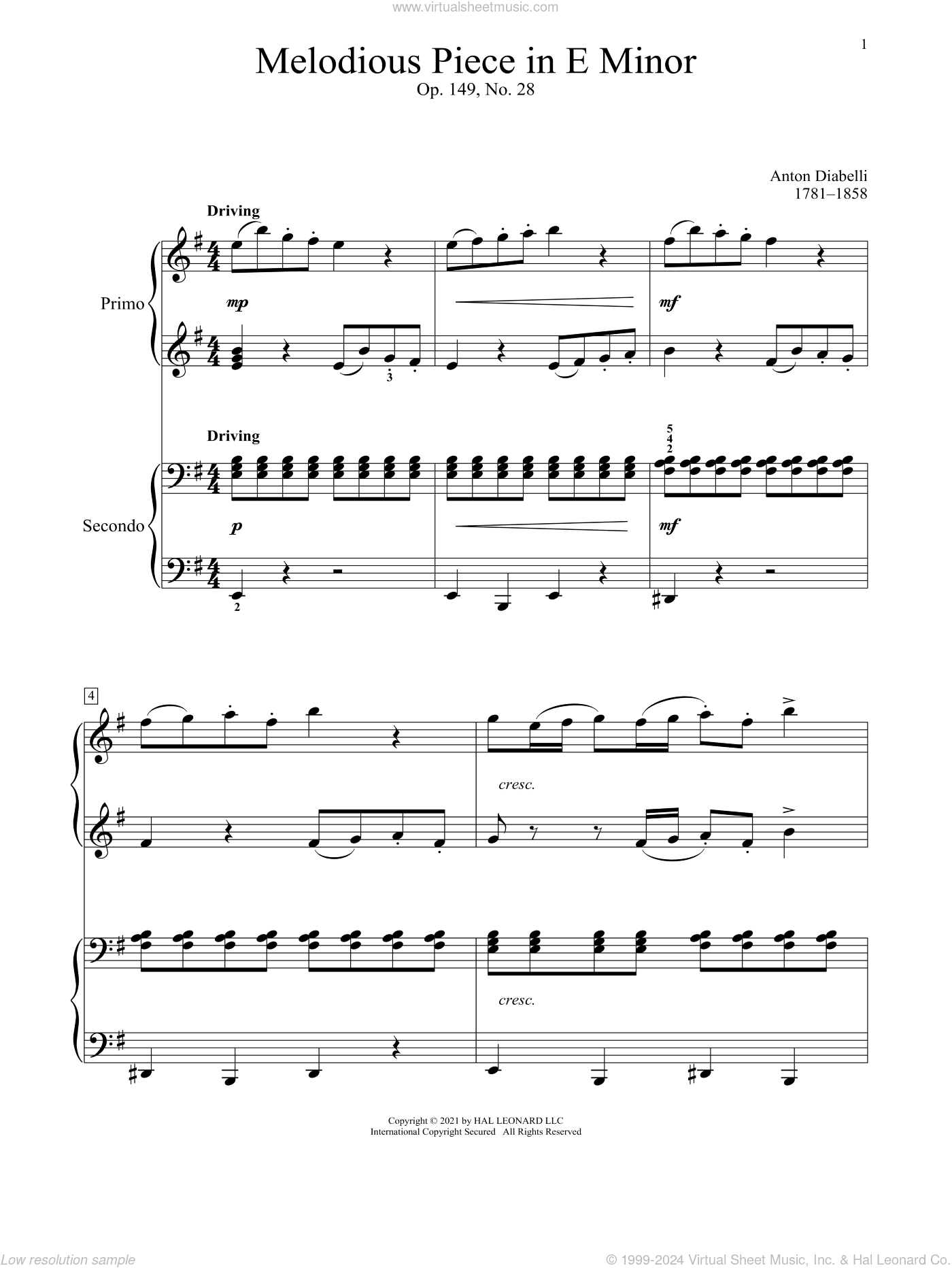 Melodious Piece In E Minor, Op. 149, No. 28