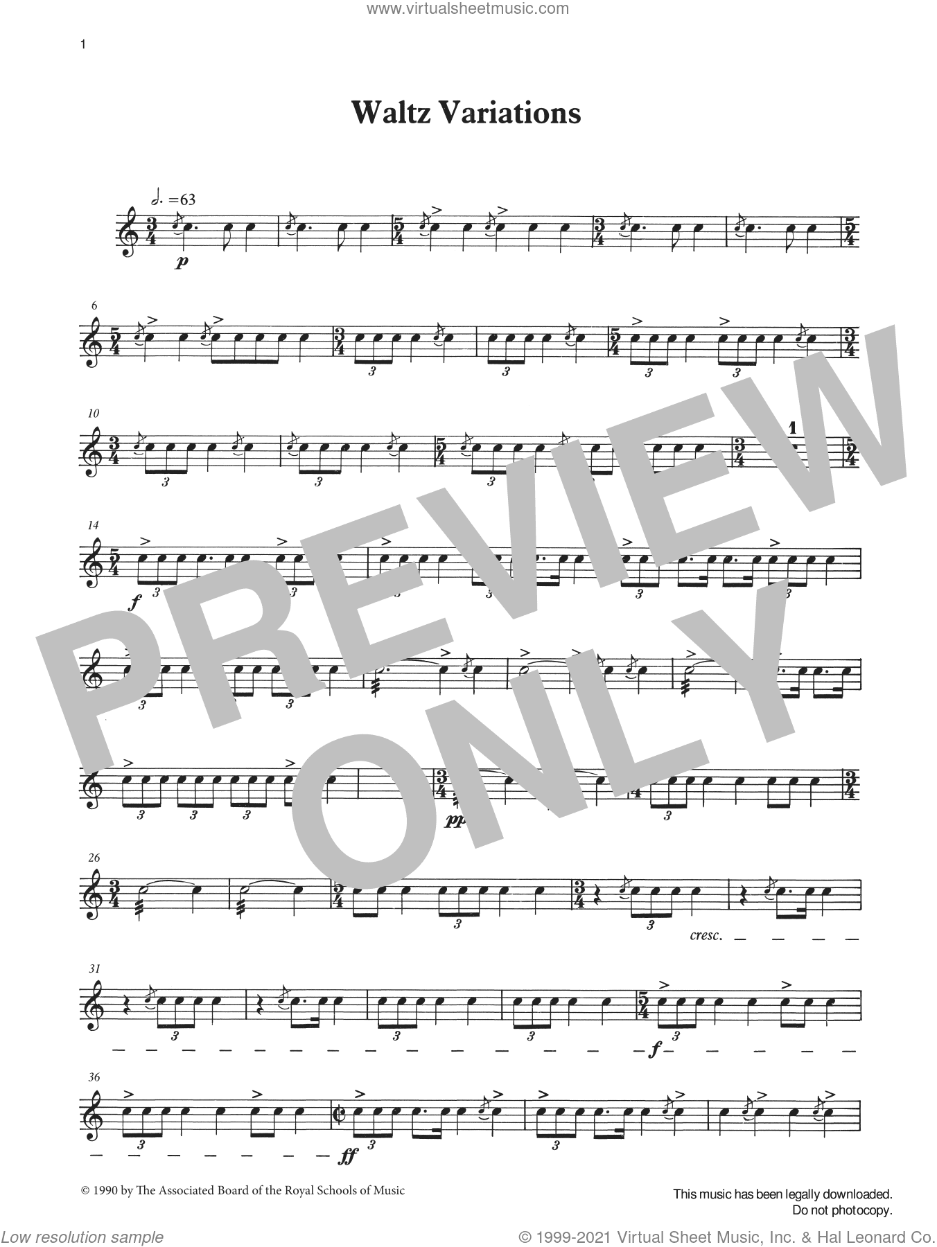 Waltz Variations from Graded Music for Snare Drum, Book III