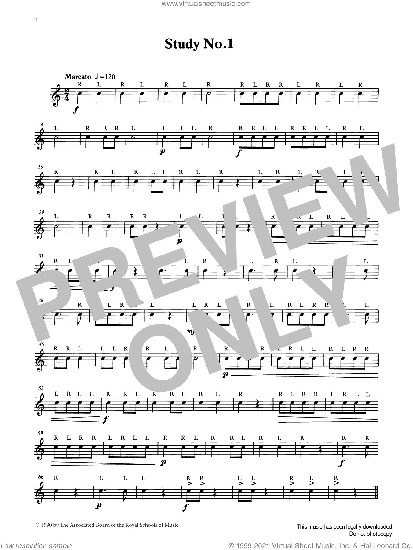 Study No.1 from Graded Music for Snare Drum, Book I