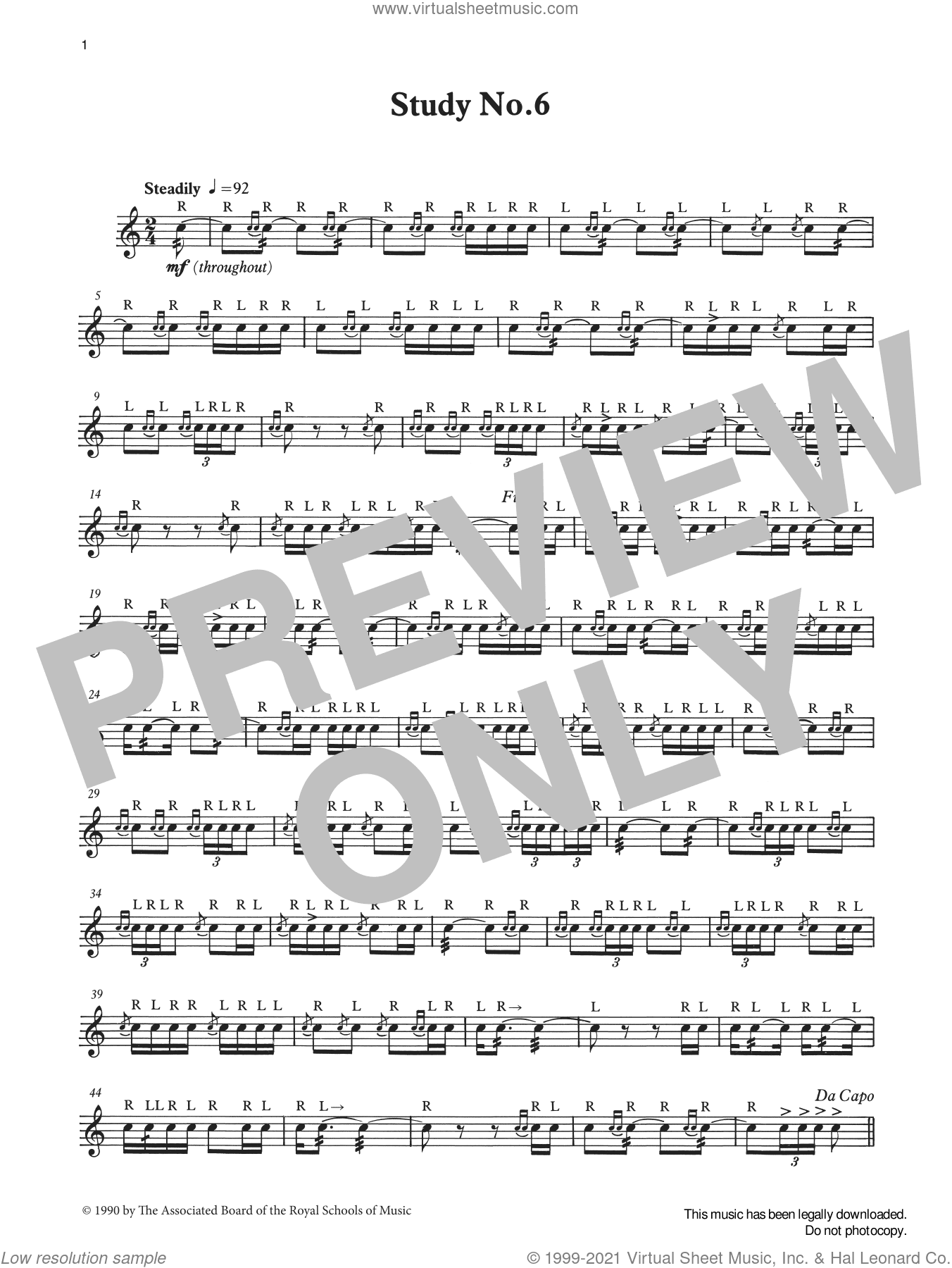 Study No.6 from Graded Music for Snare Drum, Book III