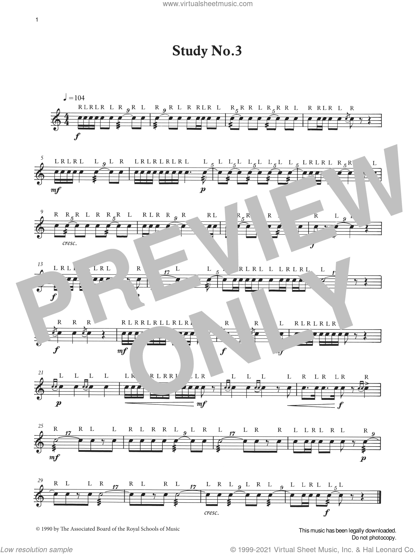 Study No.3 from Graded Music for Snare Drum, Book II