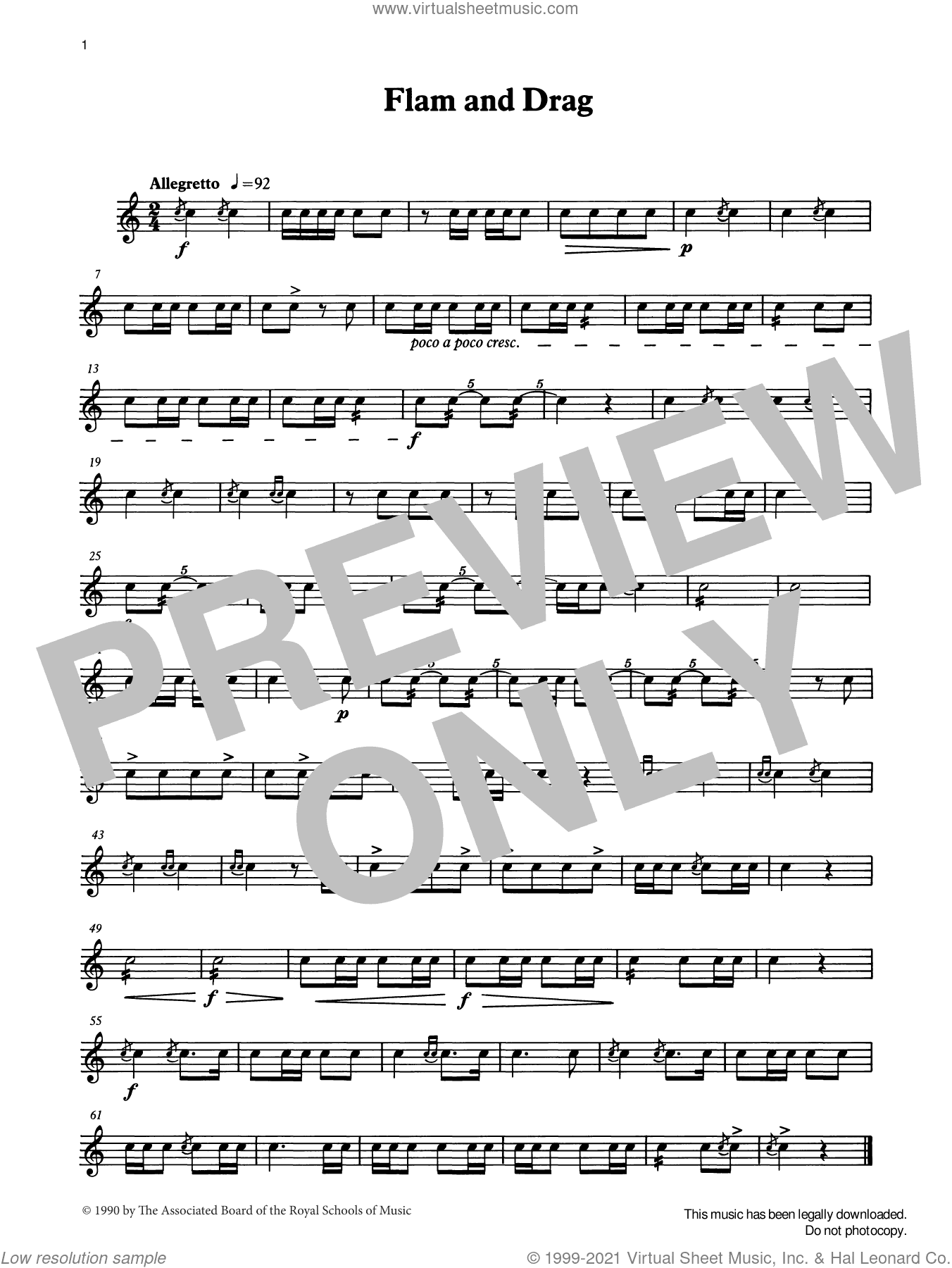 Flam and Drag from Graded Music for Snare Drum, Book I