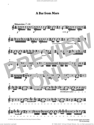 A Bar from Mars from Graded Music for Snare Drum, Book IV