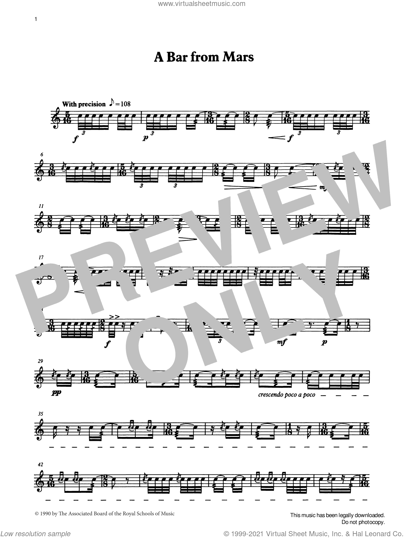 A Bar from Mars from Graded Music for Snare Drum, Book IV
