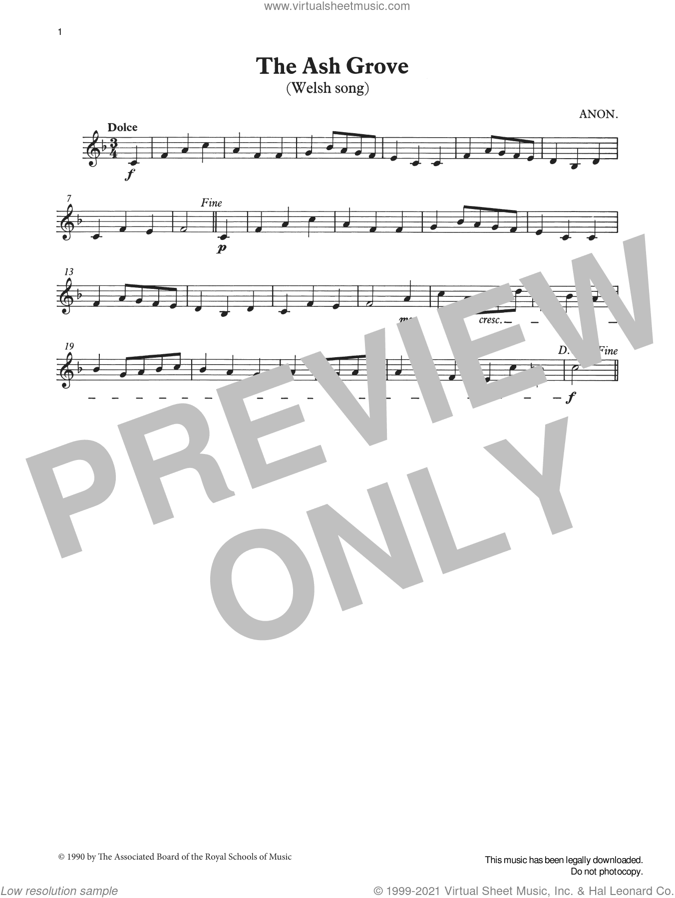 The Ash Grove from Graded Music for Tuned Percussion, Book I