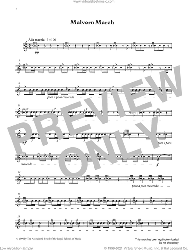 Malvern March from Graded Music for Snare Drum, Book III