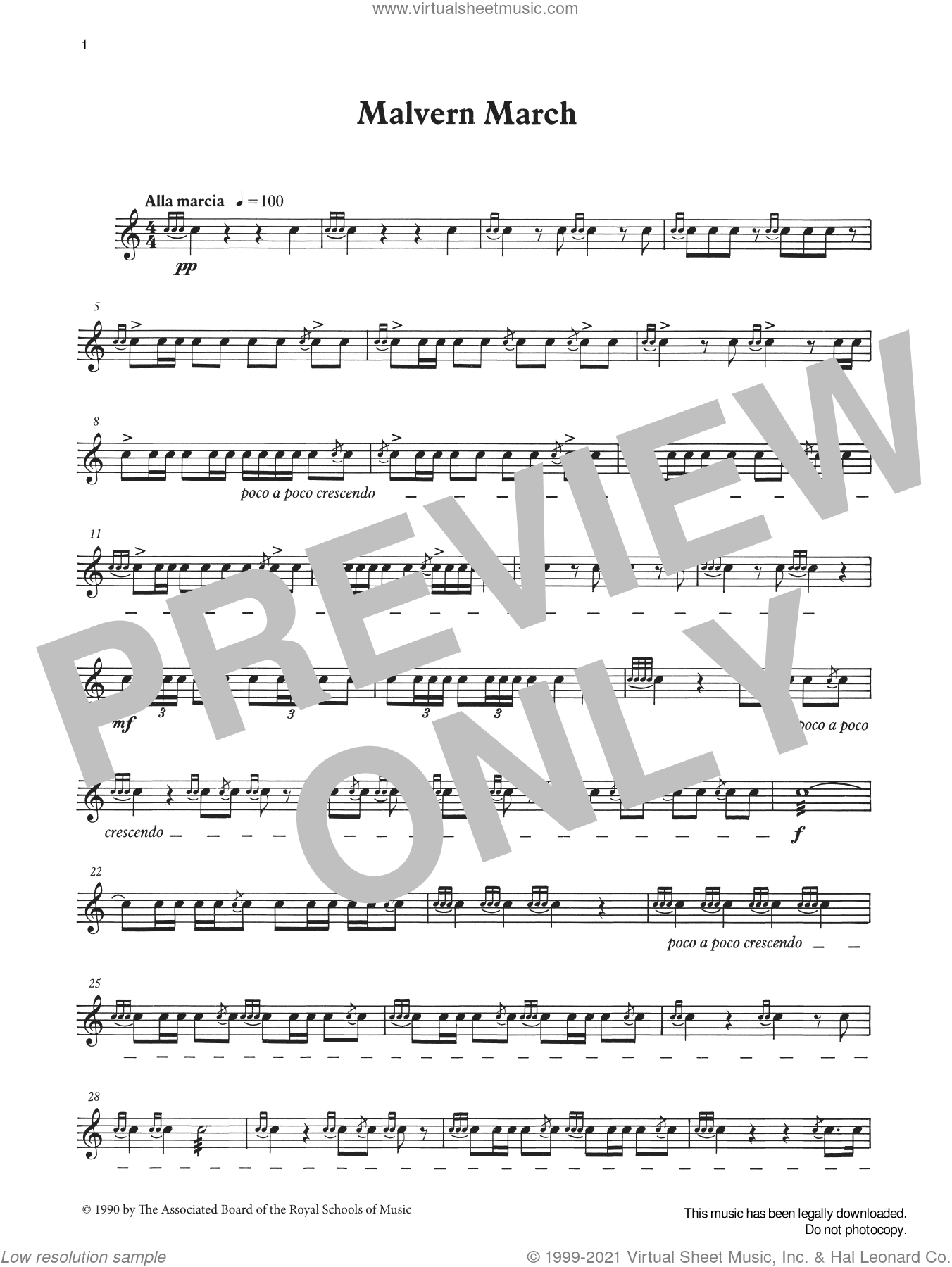 Malvern March from Graded Music for Snare Drum, Book III