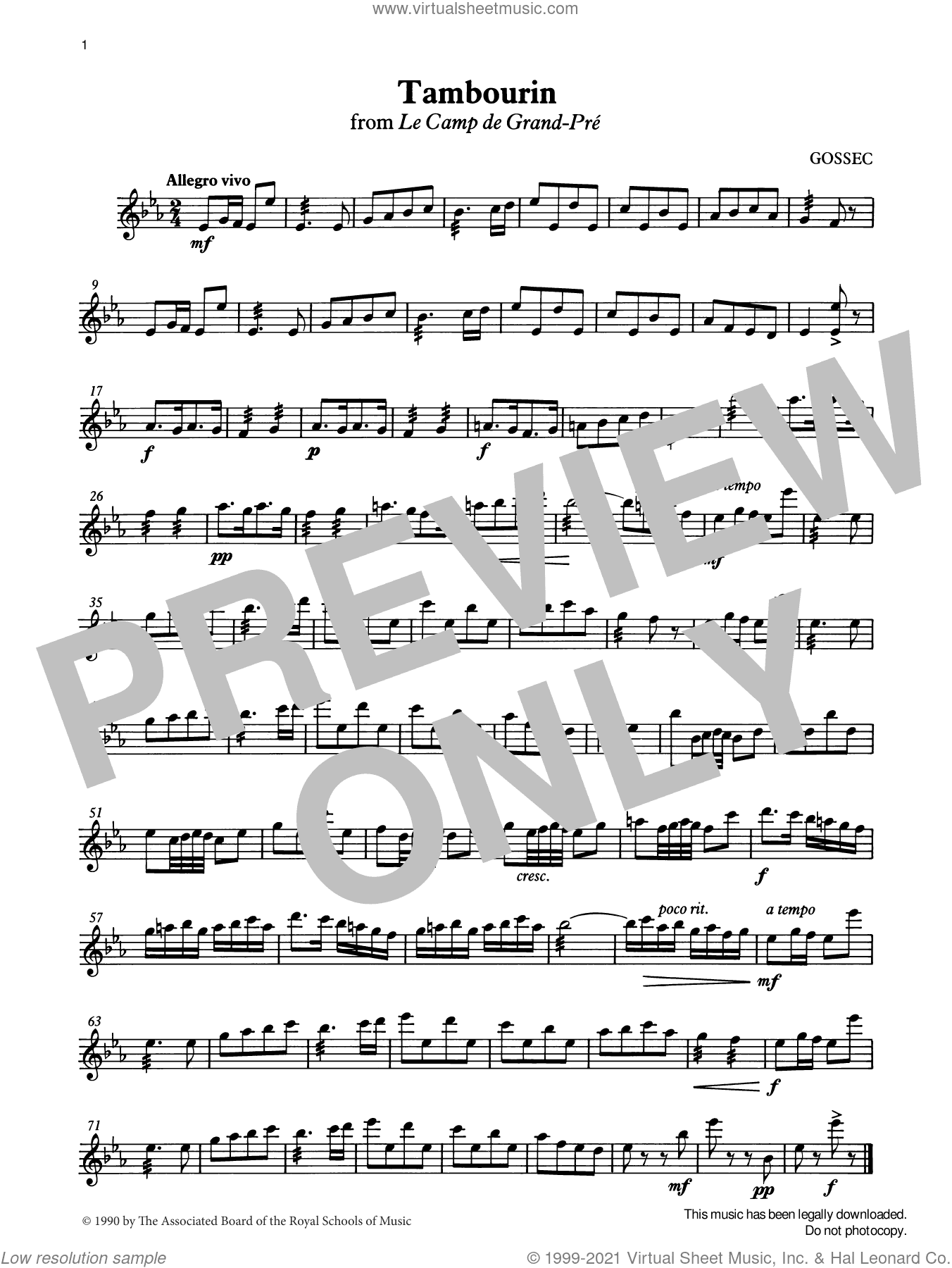 Tambourin from Graded Music for Tuned Percussion, Book III