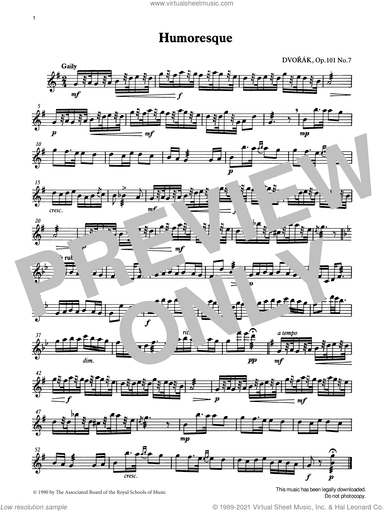Humoresque (score and part) from Graded Music for Tuned Percussion, Book III