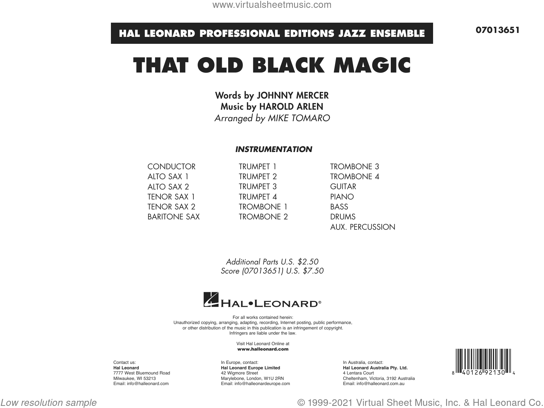 That Old Black Magic (arr. Mike Tomaro) (COMPLETE)