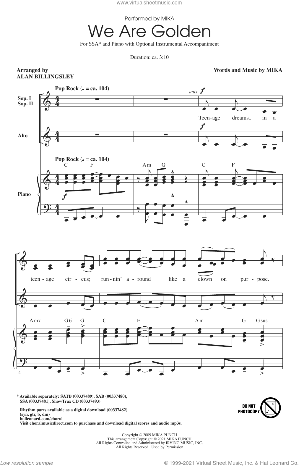 We Are Golden (arr. Alan Billingsley)