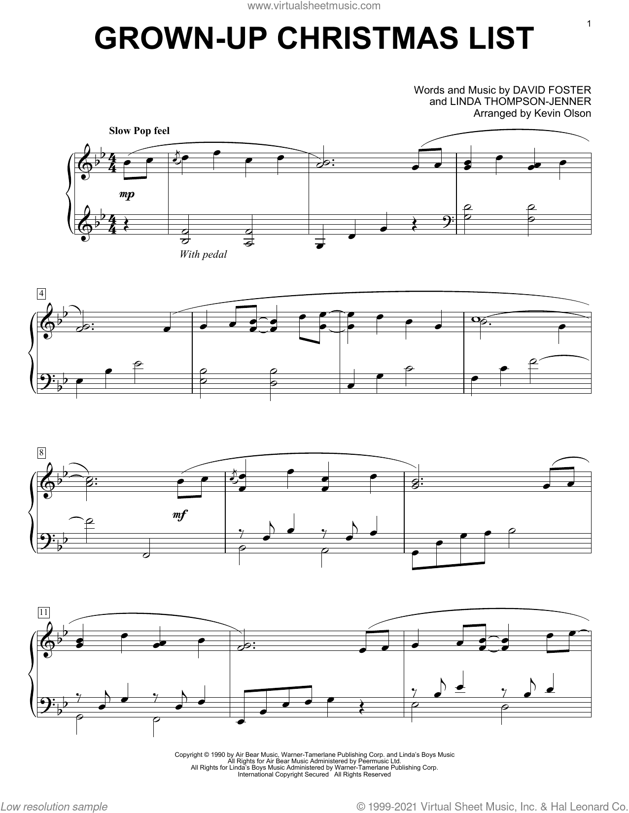 Grown-Up Christmas List (arr. Kevin Olson)