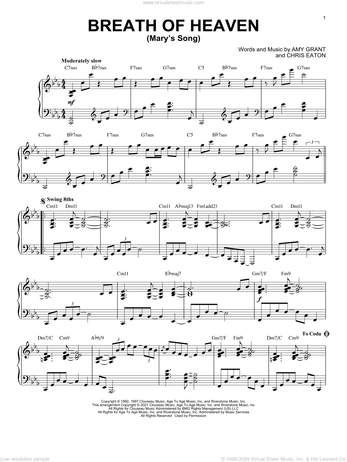 Breath Of Heaven (Mary's Song) [Jazz version] (arr. Brent Edstrom)