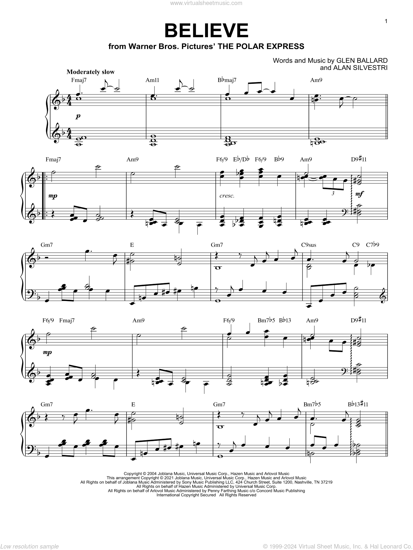Believe [Jazz version] (from The Polar Express) (arr. Brent Edstrom)