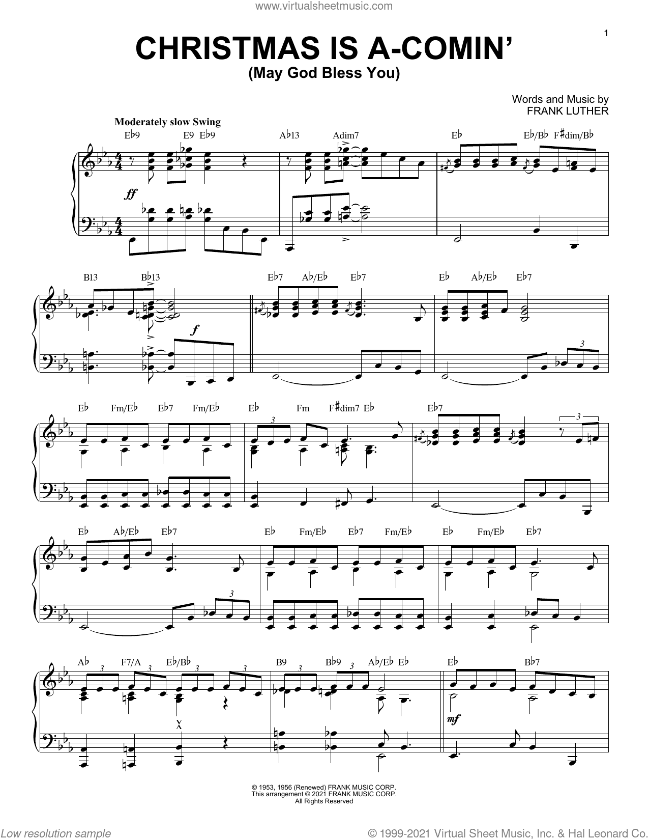 Christmas Is A-Comin' (May God Bless You) [Jazz version] (arr. Brent Edstrom)