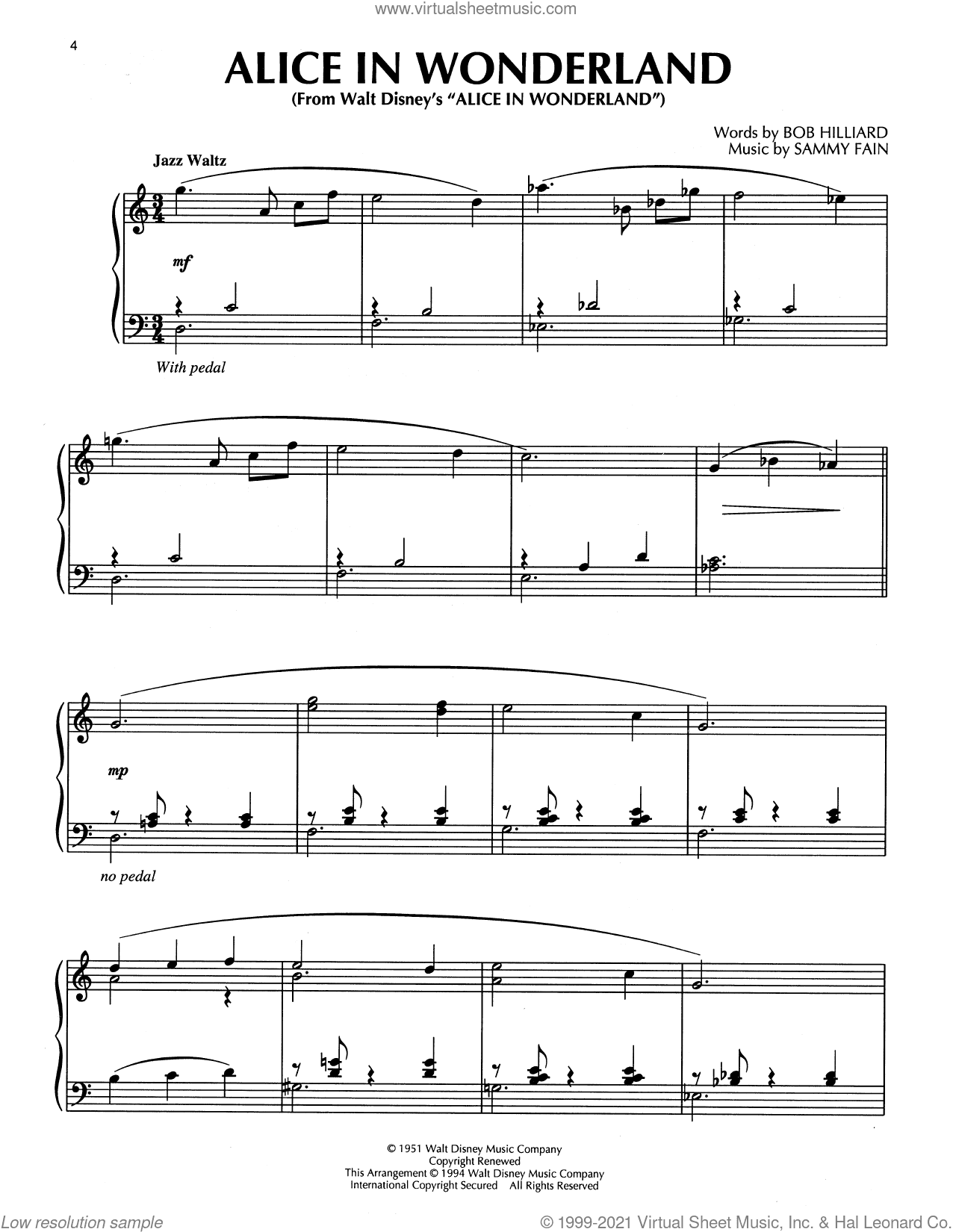Alice In Wonderland (from Disney's Alice In Wonderland) (arr. Bill Boyd)