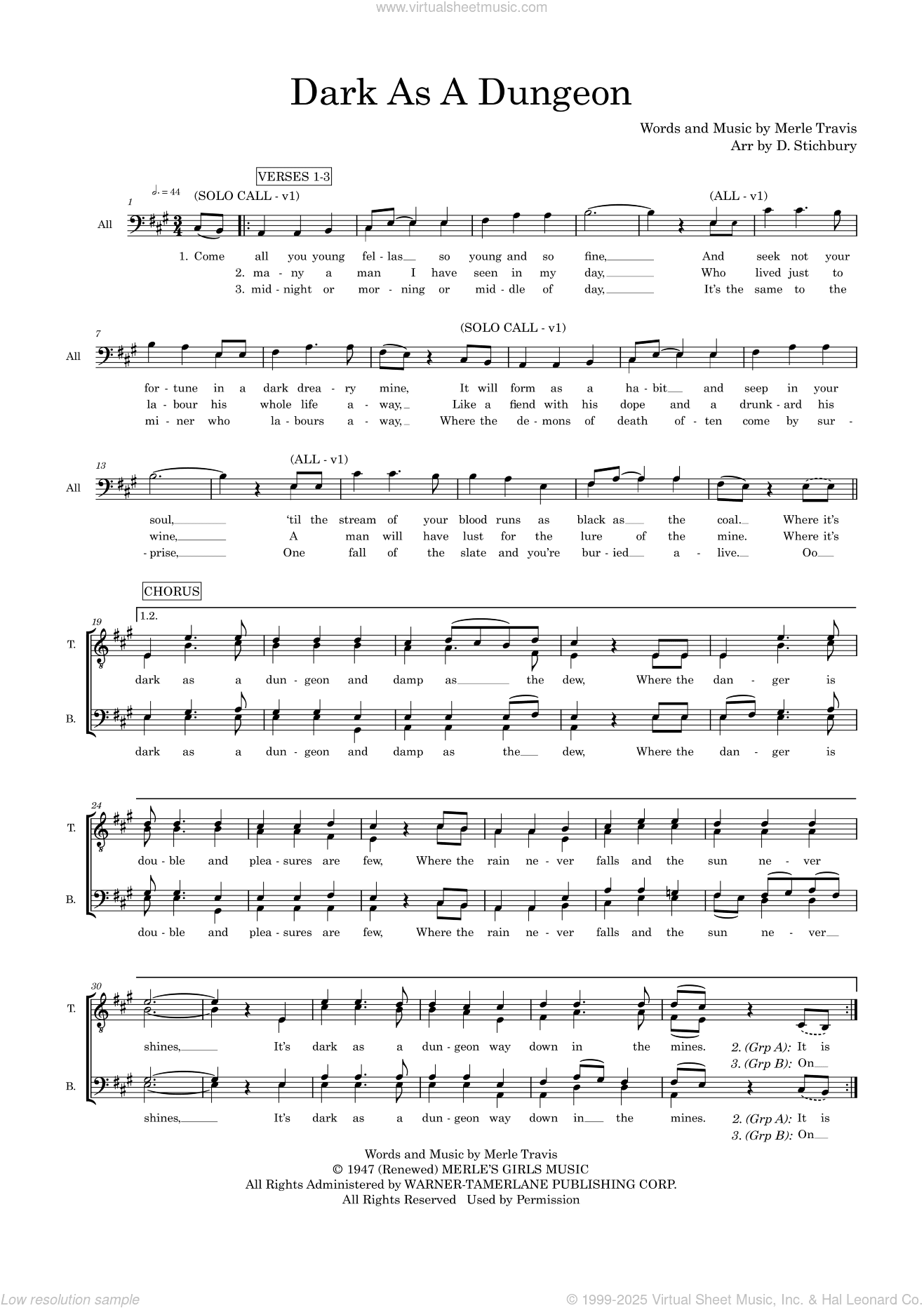 Dark As A Dungeon (arr. Dom Stichbury)