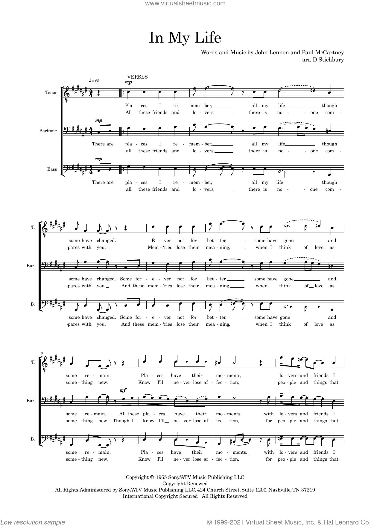 In My Life (arr. Dom Stichbury)