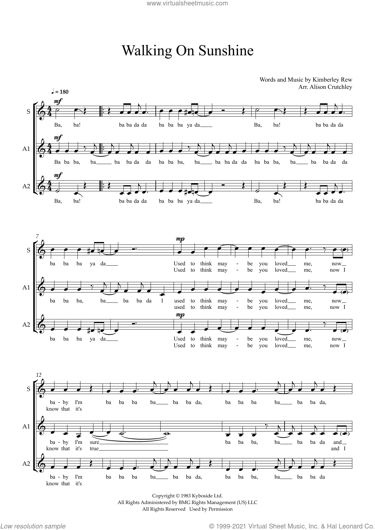 Walking on Sunshine (arr. Alison Crutchley)