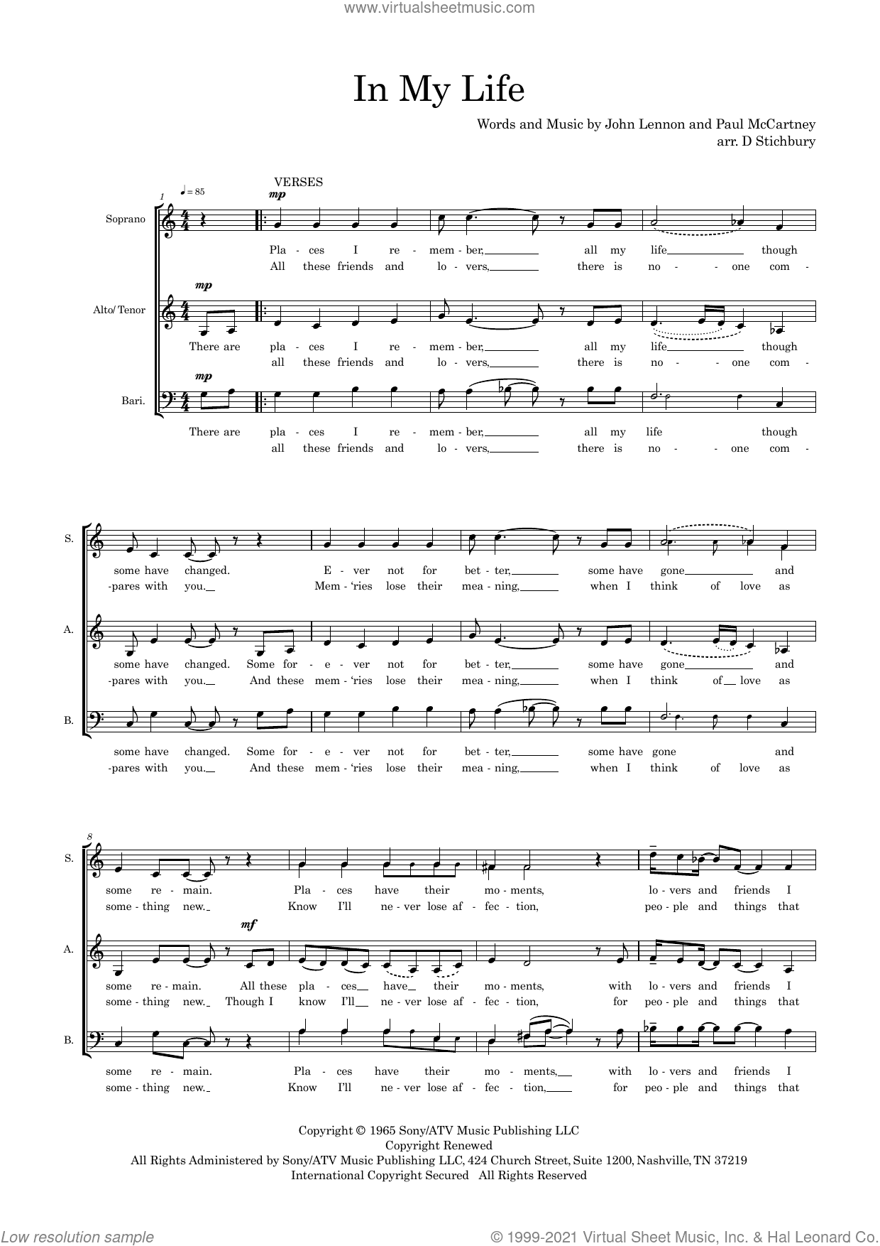 In My Life (arr. Dom Stichbury)