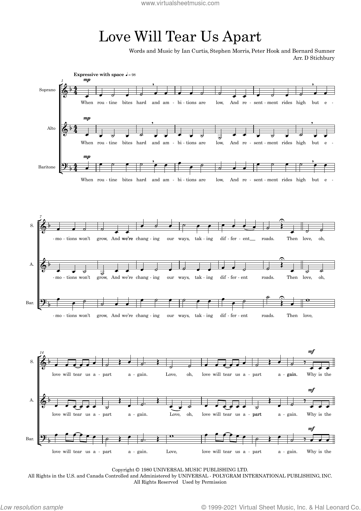 Love Will Tear Us Apart (arr. Dom Stichbury)