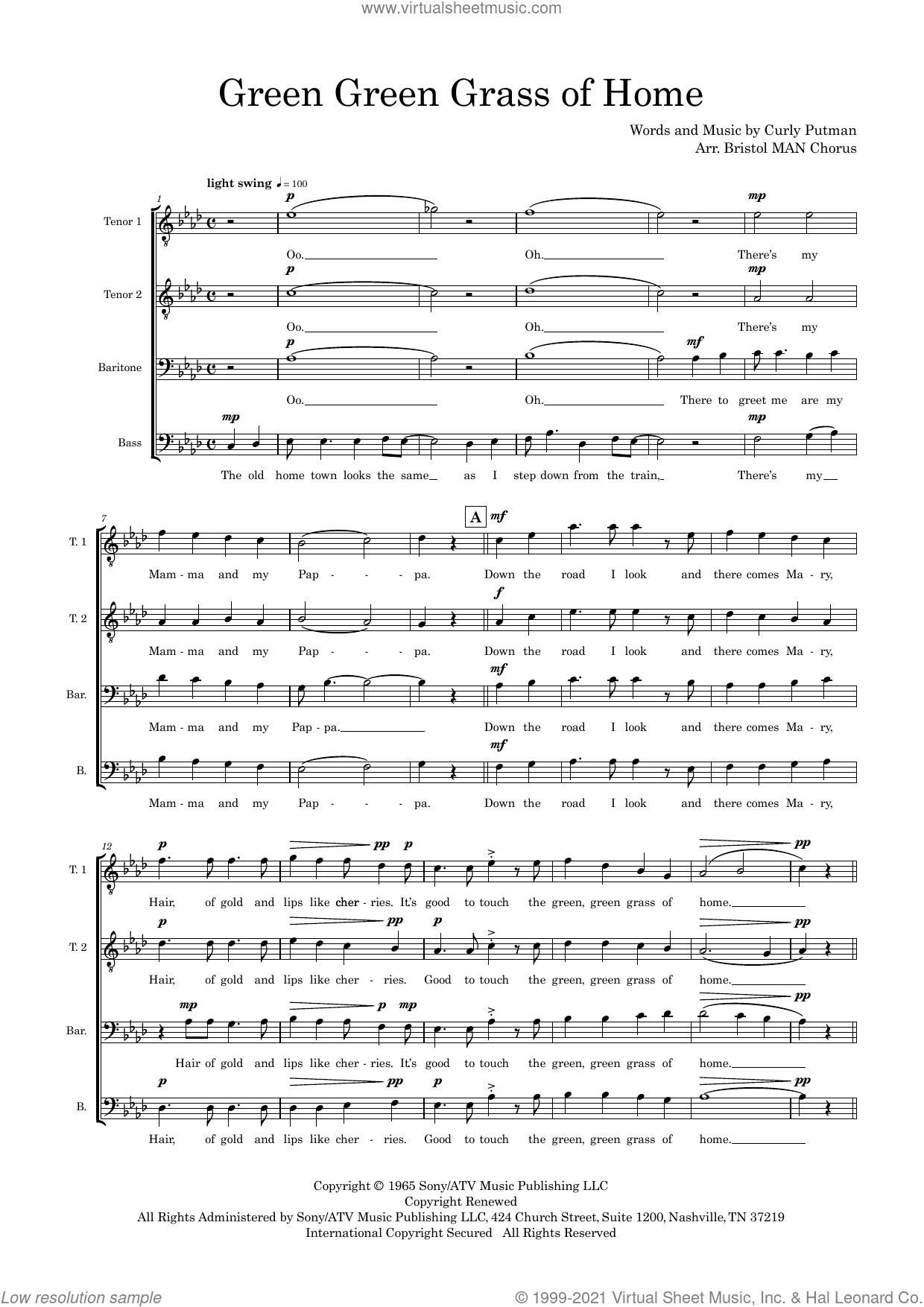 Green Green Grass of Home (arr. Sam Burns)