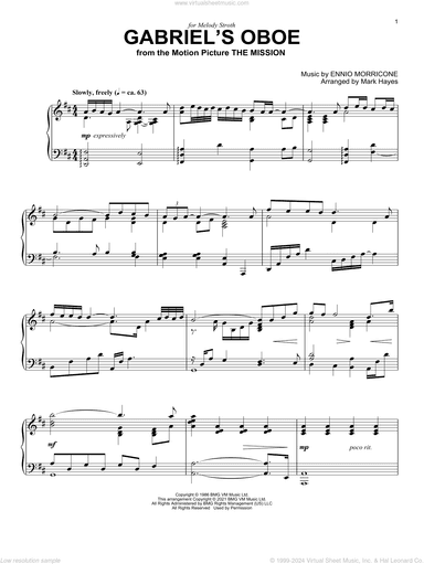Gabriel's Oboe (from The Mission) (arr. Mark Hayes)