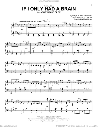 If I Only Had A Brain (from The Wizard Of Oz) (arr. Mark Hayes)