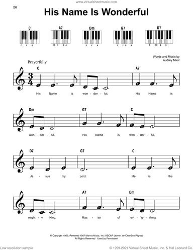 His Name Is Wonderful, (beginner)