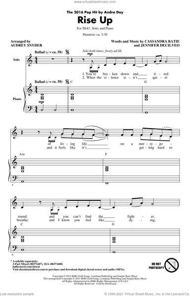 Rise Up (arr. Audrey Snyder)