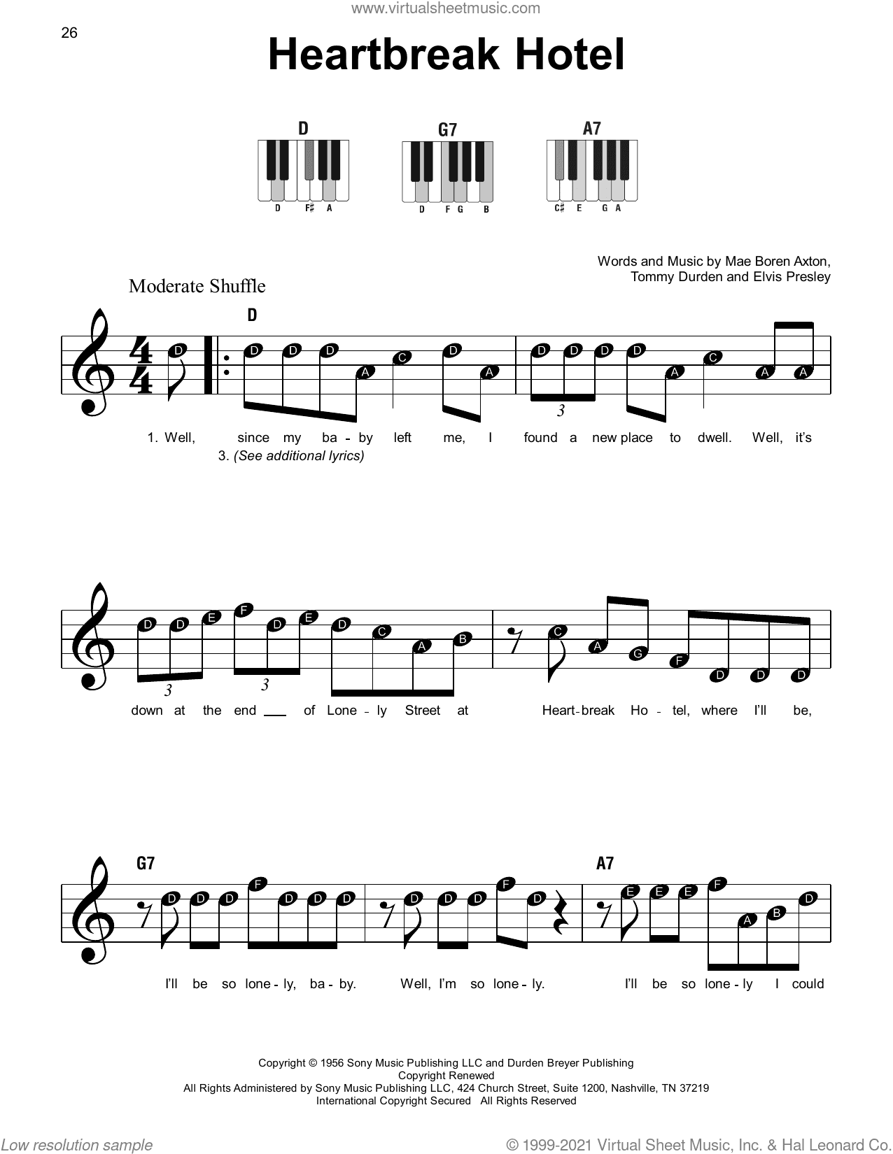 Heartbreak Hotel, (beginner)