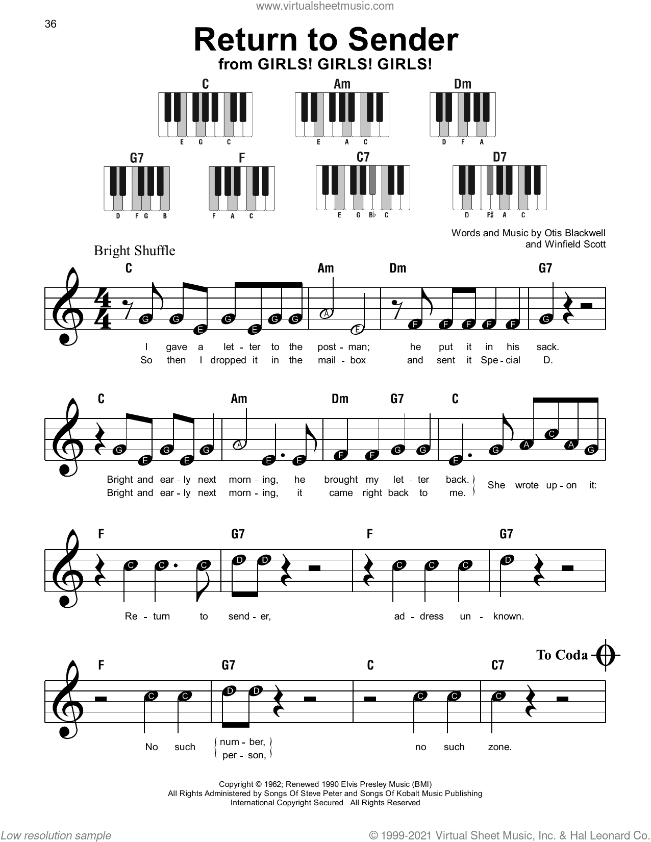 Return To Sender, (beginner)